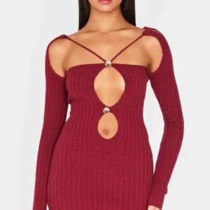 Elegant Red Sleeveless Bodycon Party Dress